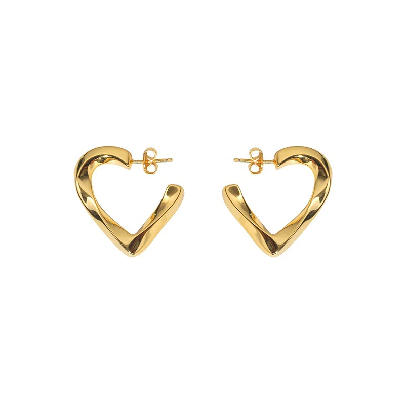 

Fashion Luxury Jewelry Twisted Triangle 18K Gold Plated Silver Designer Earrings For Women High Quality Brand Simple