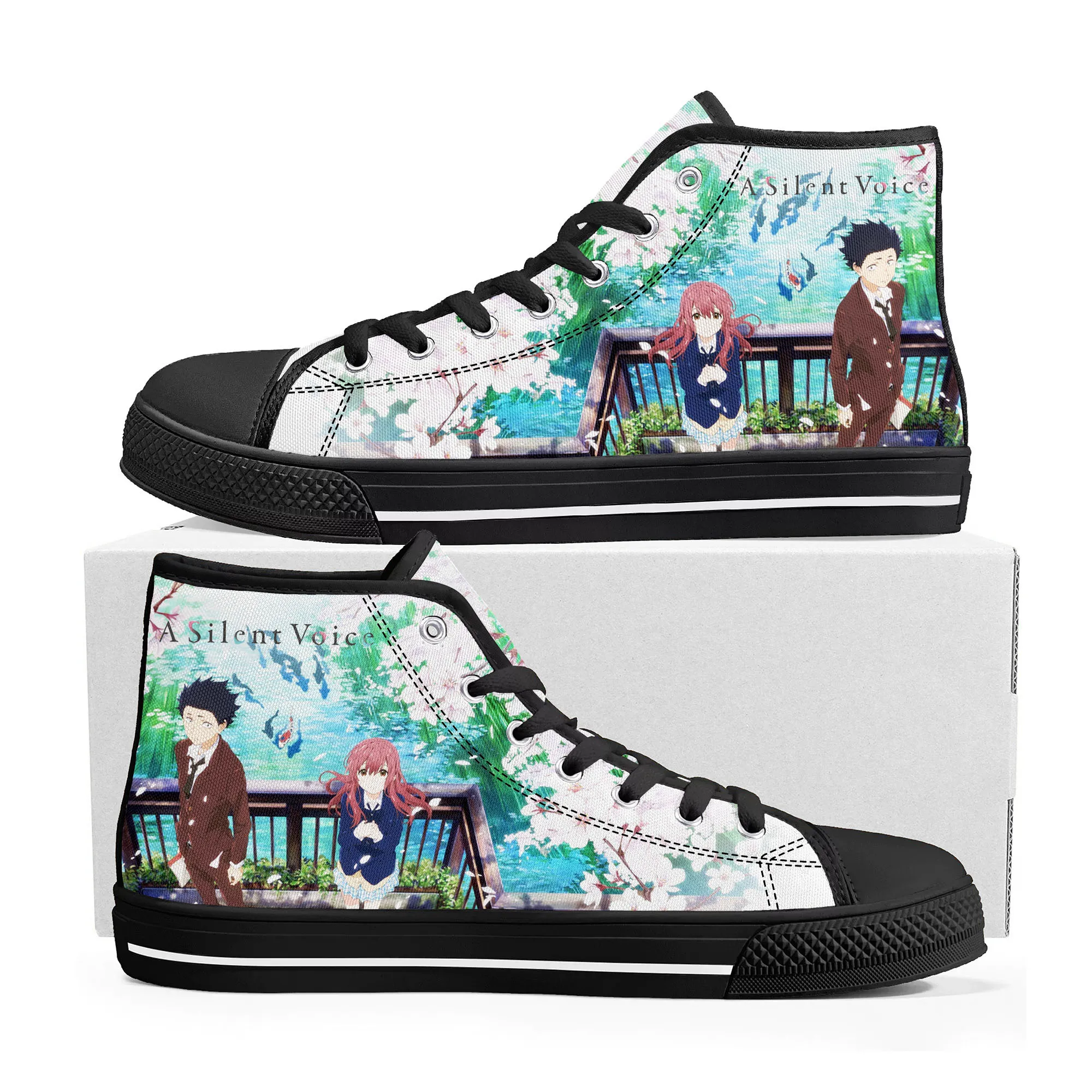 

A Silent Voice High Top Sneakers Mens Women Teenager High Quality Canvas Sneaker Japanese Anime Cartoon Casual Custom Made Shoes