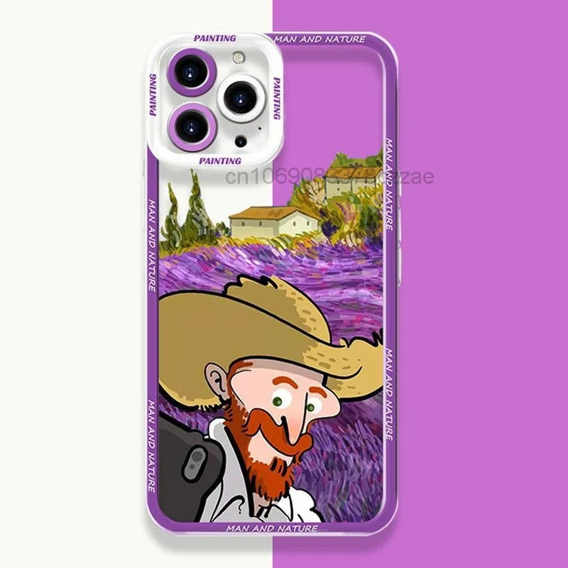 

2023 For Iphone 14/13/12/11/X/8/7/6 Phone Case Van Gogh Art Oil Painting 11 Men Women 7plus Transparent Xr Full Sided 12promax