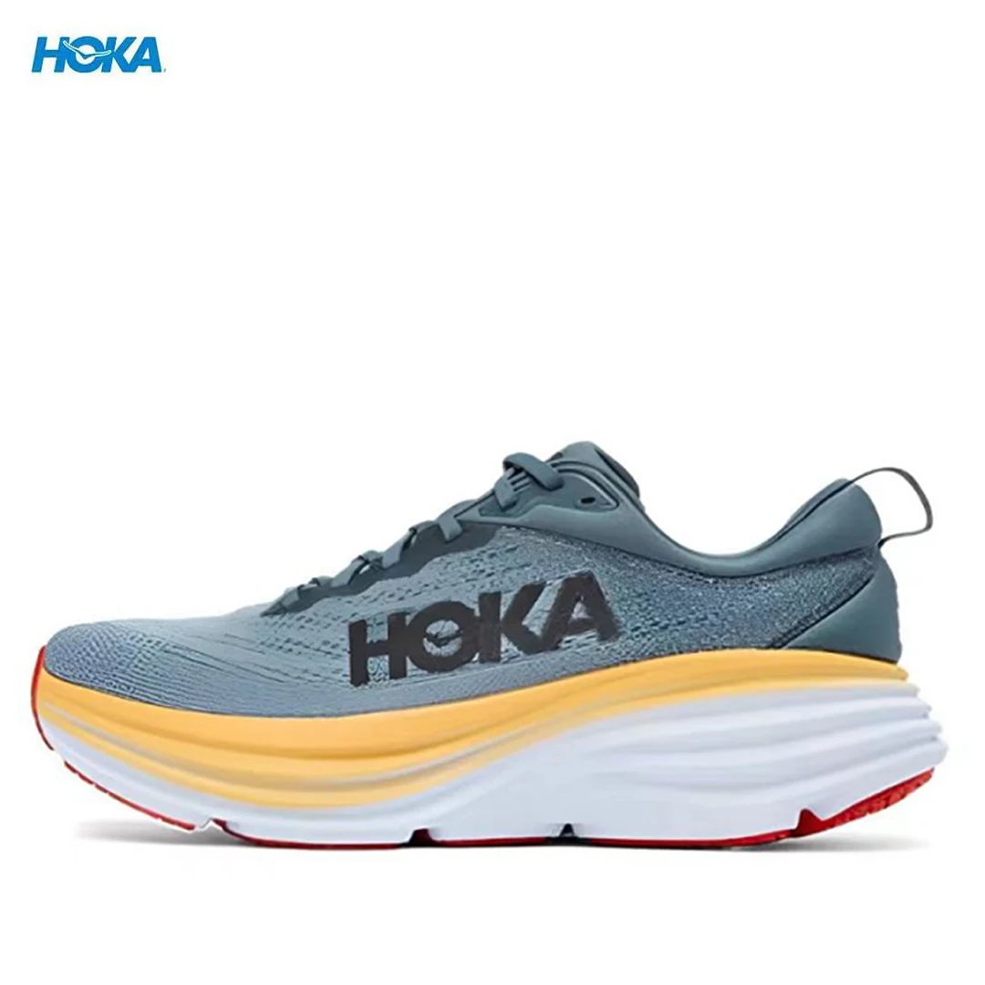 

Кроссовки для бега HOKA ONE Bondi 8, спортивные дышащие, Нескользящие, для улицы, гоблин, синие горы, для мужчин и женщин