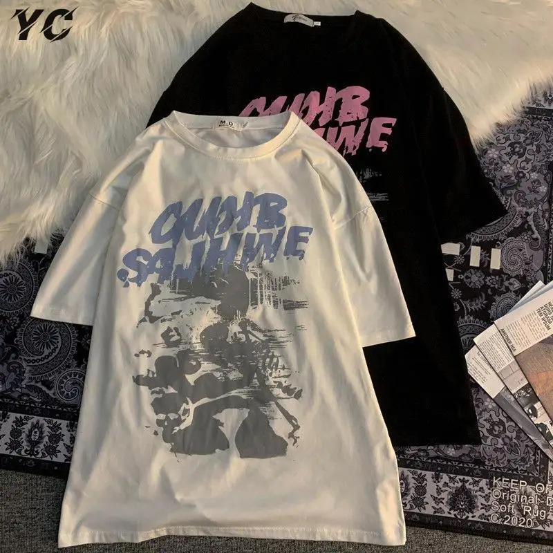 

Oversized T-shirt Women Harajuku Punk Gothic Hip-Hop Streetwear Tops T-shirt Female Summer Casual Short Sleeve Woman Clothes