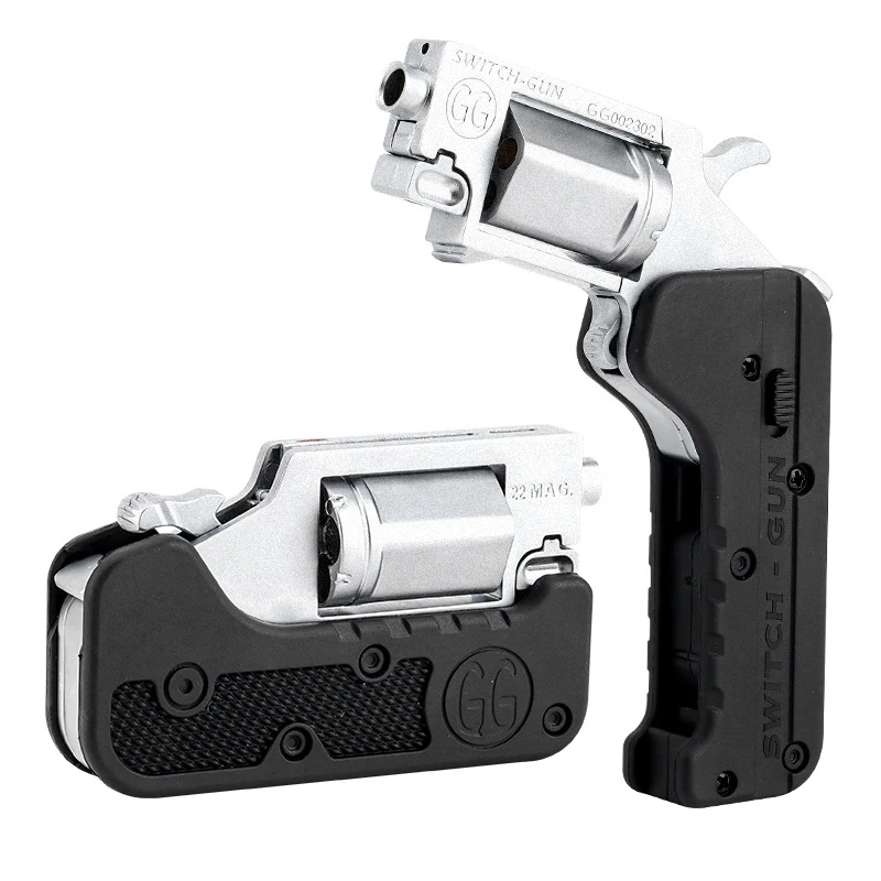 

Alloy Left Wheel Metal Model Gun Collapsible Ghost Switch-Gun Folding Simulation Toy Soft Bullet Gun With Plastic Bullets