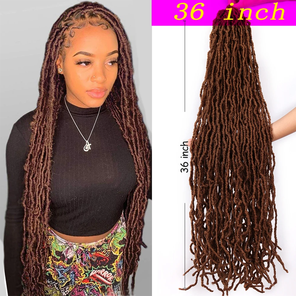 

36-дюймовые искусственные косички Nu Locs, искусственные косички для наращивания волос для черных женщин, коричневые, черные, светлые
