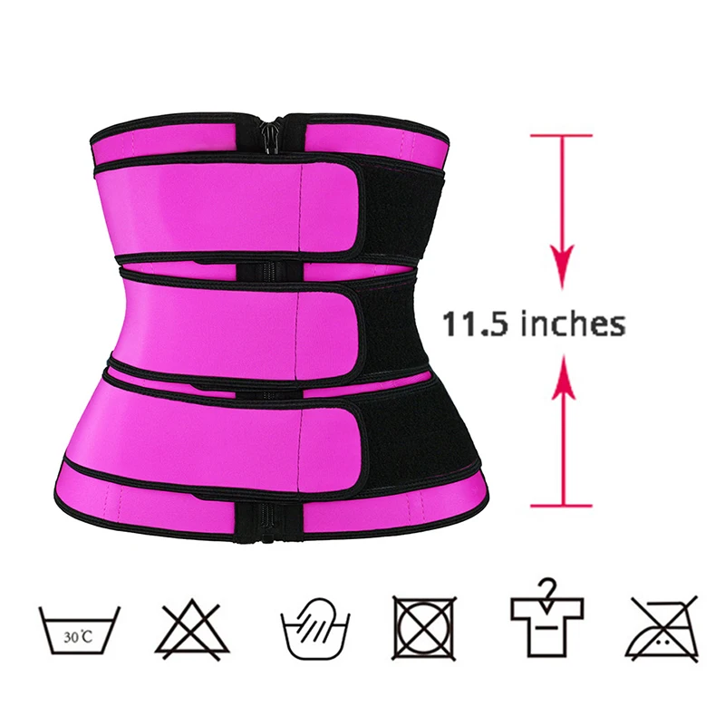Atbuty Latex Waist Trainer 9 Steel Bone Girdle Women Shapewear Slimming Cincher Three Belt Zipper Corest Model Strap Body Shaper