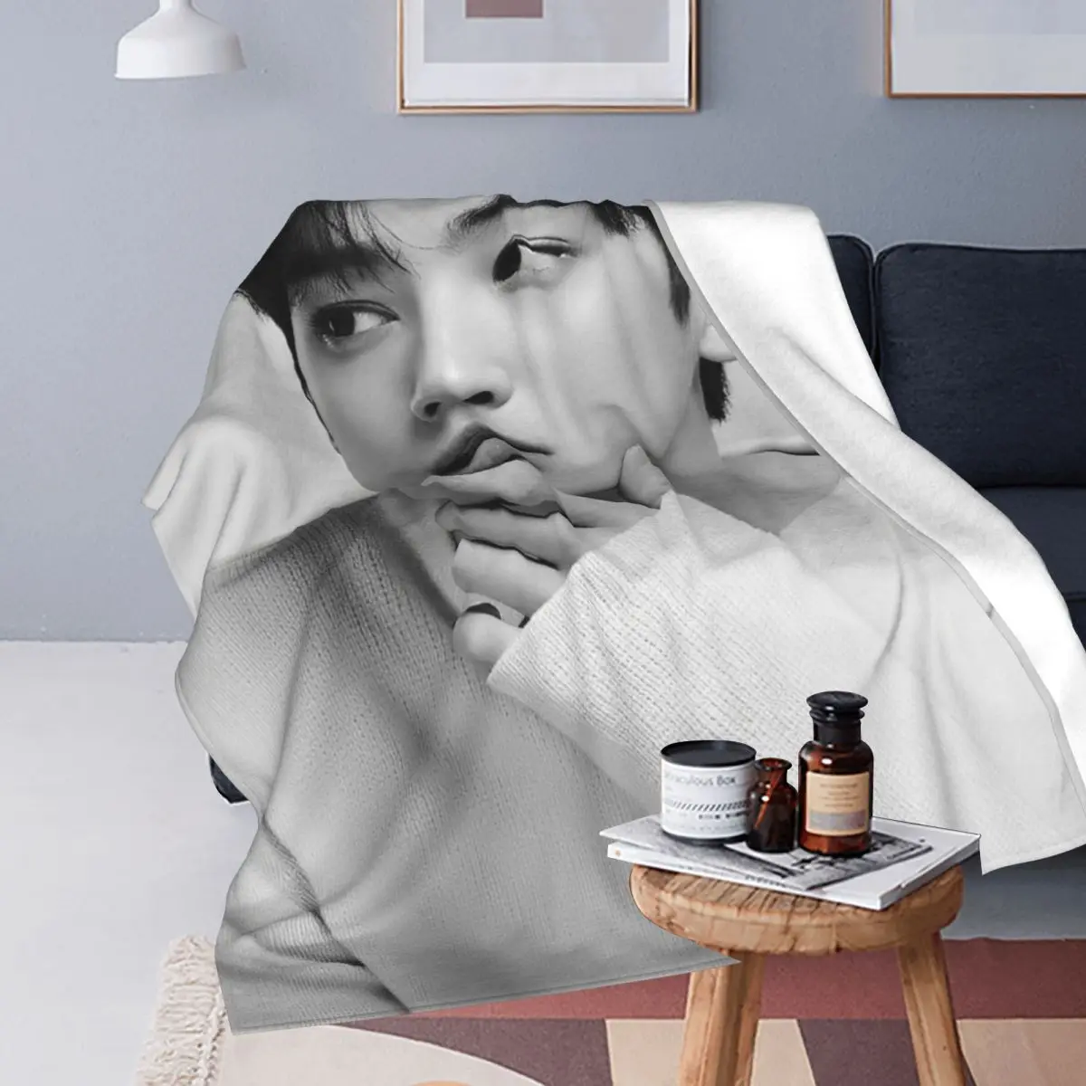 KPOP Cha EunWoo одеяло фланелевая с принтом портативное Супер теплое покрывало для