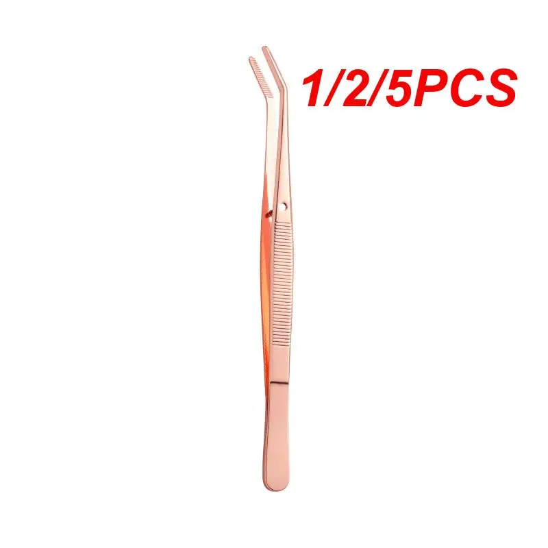 

1/2/5PCS Inch Craft Plier Stainless Steel Tweezers with Curved Serrated Tip Feeding Tong for Sewing Machine Electronic Repair