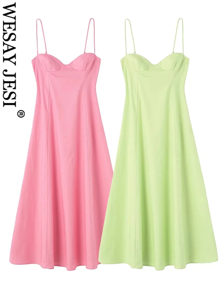 

WESAY JESI модное тонкое с бретельками бюстгальтер однотонное простое платье тонкое сексуальное с открытой спиной эластичный бюст женское элег...