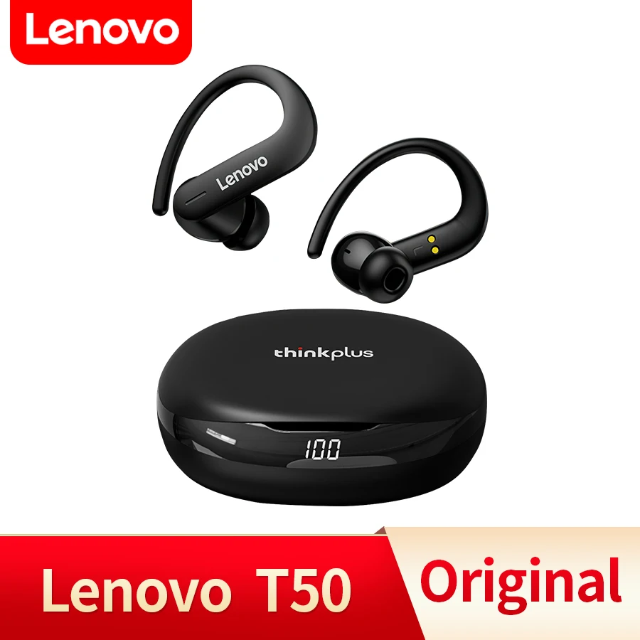Lenovo T50 TWS Earphones Bluetooth 5.3 Sports Wireless Headphones HiFi headset Noise Reduction Waterproof Earbuds With Mic