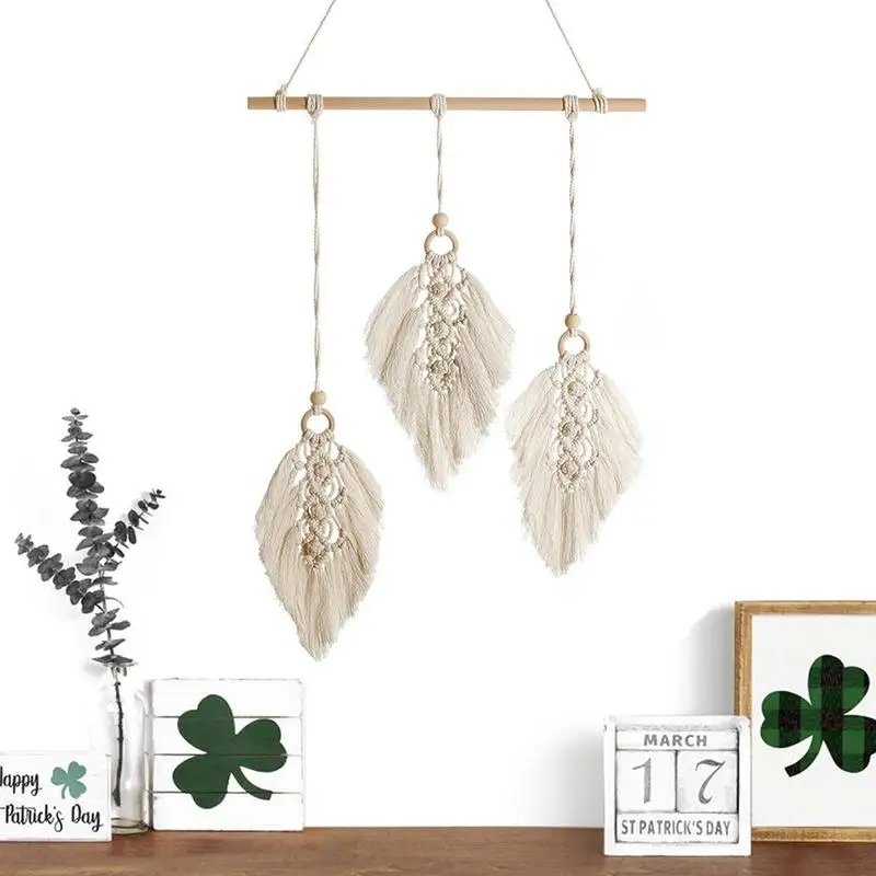 

Macrame Wall Hanging Woven Leaf Tapestry Wall Art Beautiful Pendant For Boho Home Decor Apartment Nursery Party Decorations