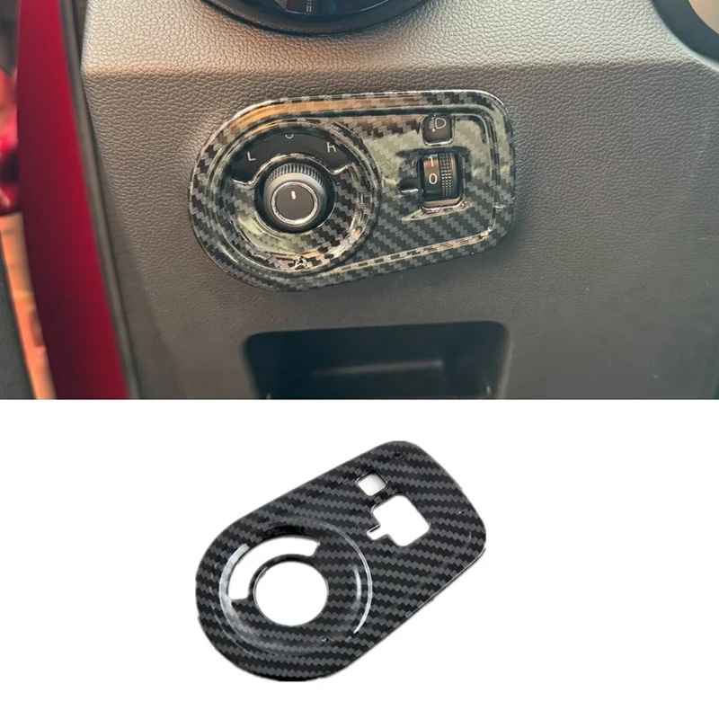 For MG ZS 2024 Car Headlight Switch Buttons Cover Decorative Trim Interior Accessoriess Carbon Fiber LHD