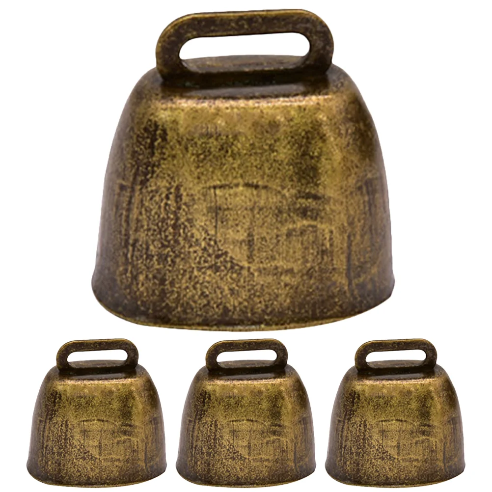 

4 Pcs Iron Bells Rustic Cow Noise Makers Sporting Events Accessories Vintage Cattle Farm Animal Loud Cowbell