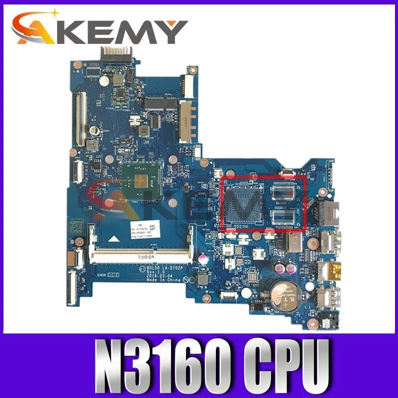 

Akemy 854949-601 854949-501 BDL50 LA-D702P mainboard for HP NOTEBOOK 15-AC 15-AY 15-15-AY083NR laptop motherboard N3160