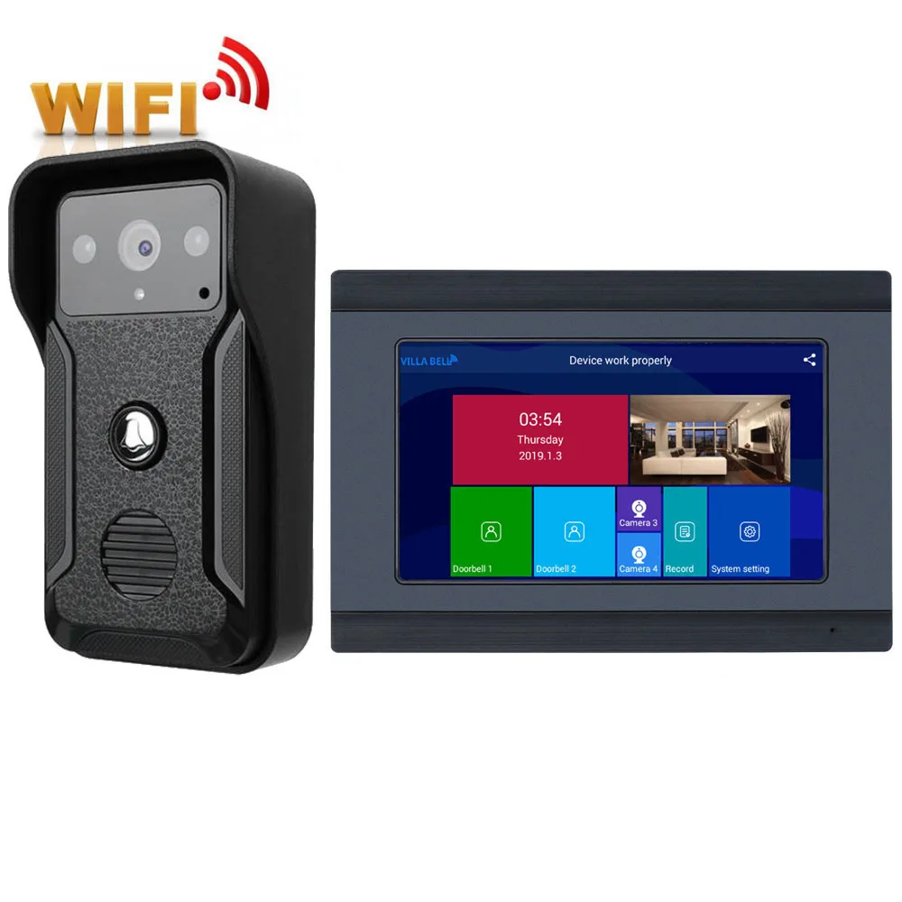 Купи Hot 7 Inch Monitor Wired Wifi Video Door Phone Intercom System with HD 1080P Camera Night Vision, Support Remote APP Intercom за 16,848 рублей в магазине AliExpress