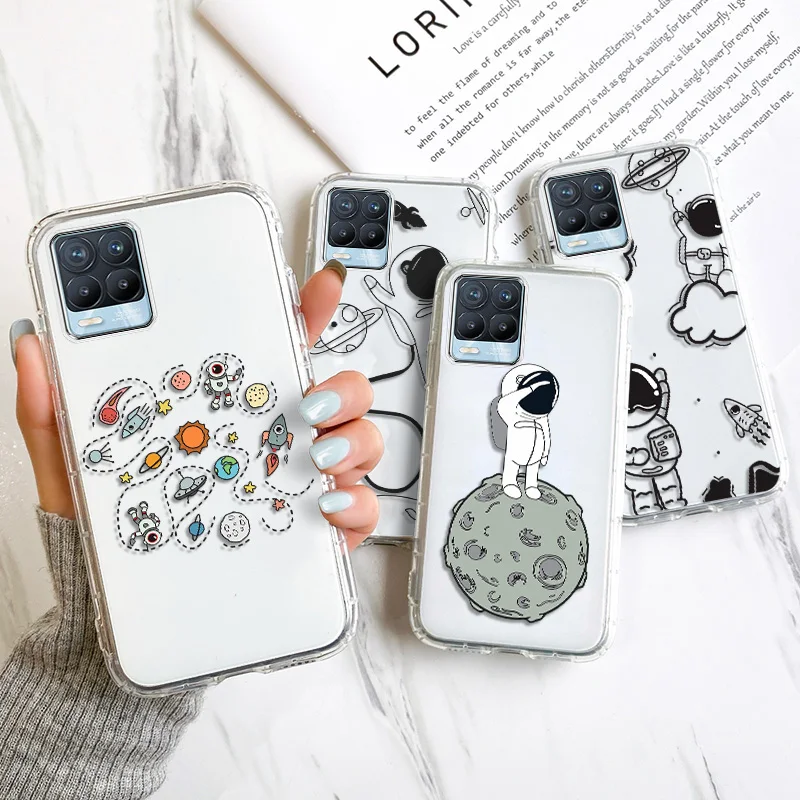

Realme 8 Pro Case For OPPO Realme 8i Case Astronaut Funda Realme GT Neo C21 Narzo 30 C21Y C20 C17 C15 C11 5 7 6 Pro Soft Cover