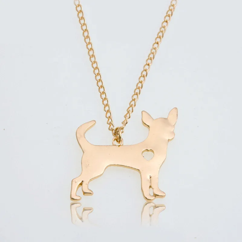 

Fashion Dog Love Pendant Necklace Charm Gold Color Link Chain Animal Necklace Pet Lucky Jewelry For Women Girls Gift