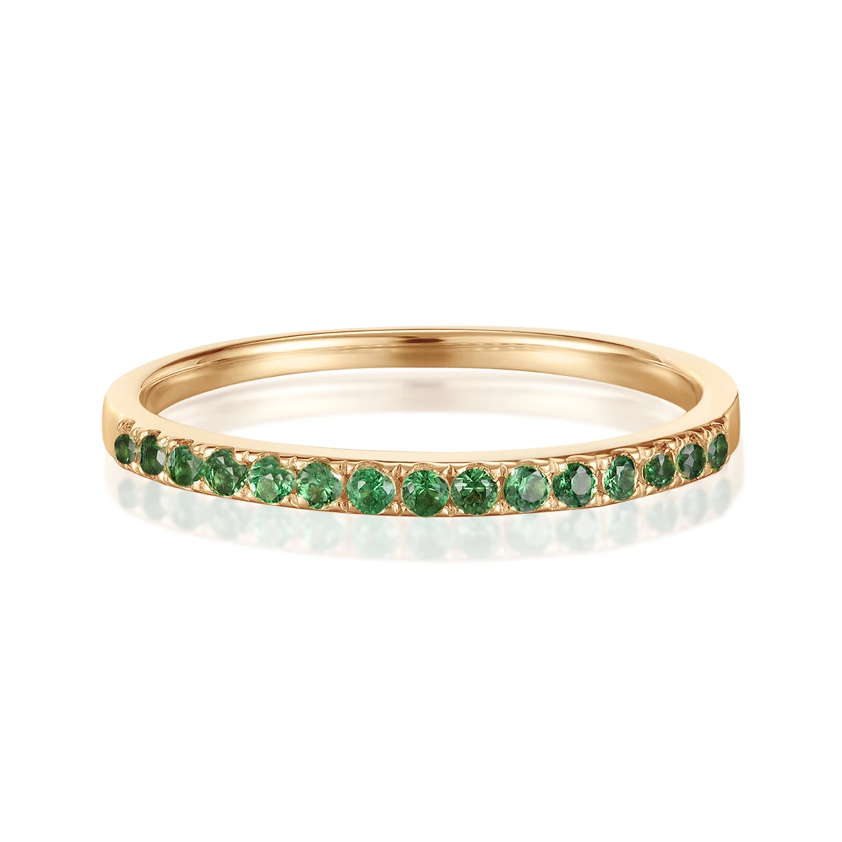 

Fine Jewellery May Birthstone Stacking Ring Paving Tsavorite Wedding Band Eternity 14k Solid Gold Rings For Women Gemstone