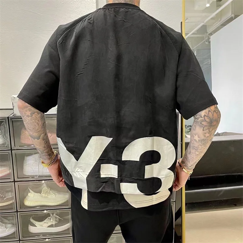 

Летняя футболка Yohji Y3 Yamamoto 23SS с принтом букв для мужчин и женщин, пэчворк, из двух частей, повседневная Роскошная футболка с коротким рукавом
