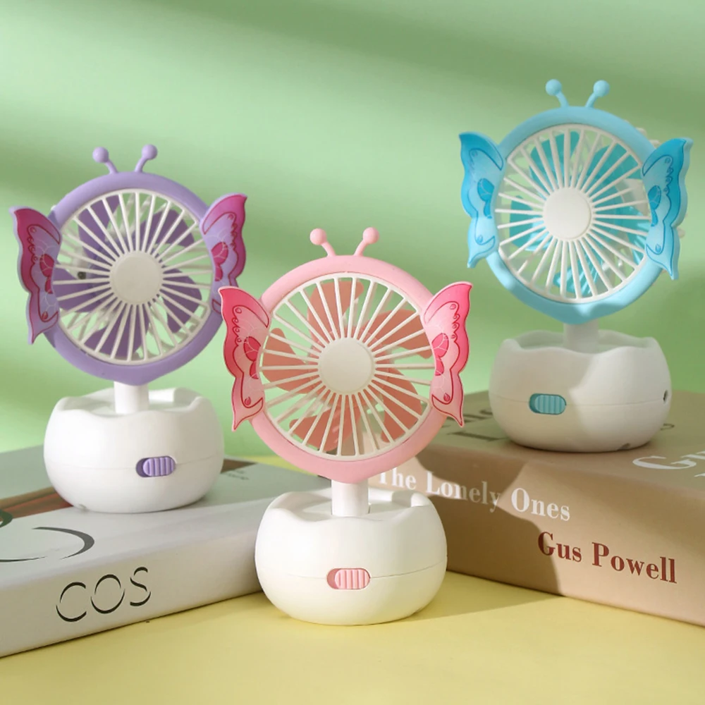 

Summer Cute Mini Butterfly Flower Desktop Fan for Women Girls Office Student Dormitory Home USB Rechargeable Desk Fan