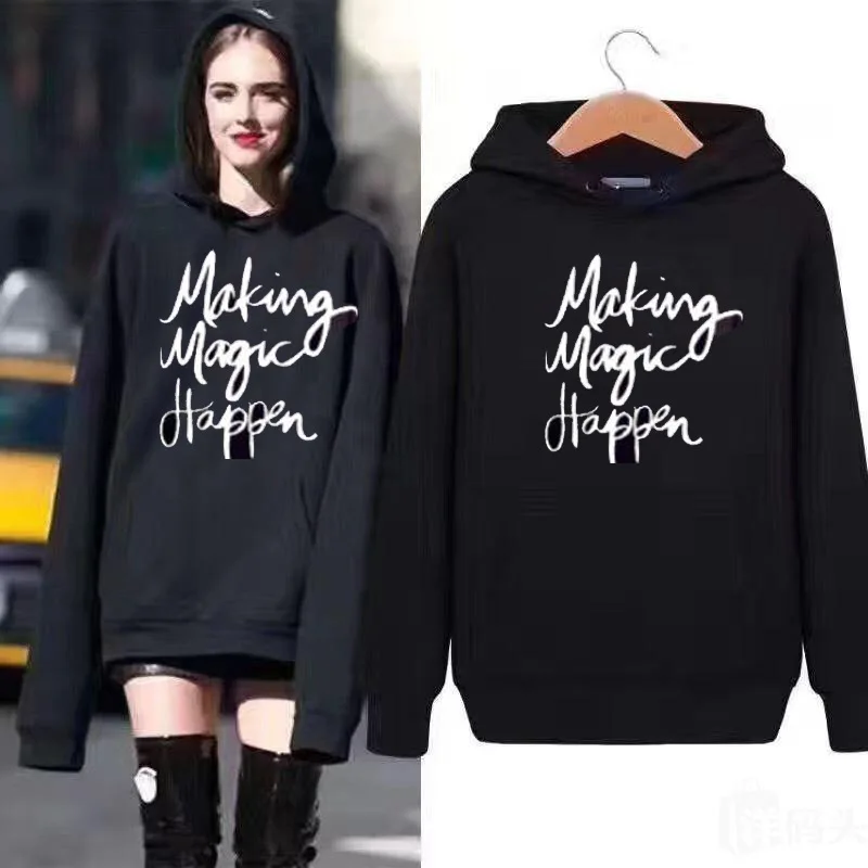 

Couple European and American Spring and Autumn Winter Hooded Sweatshirts for Men and Women Print Fashion Loose Simple and Warm