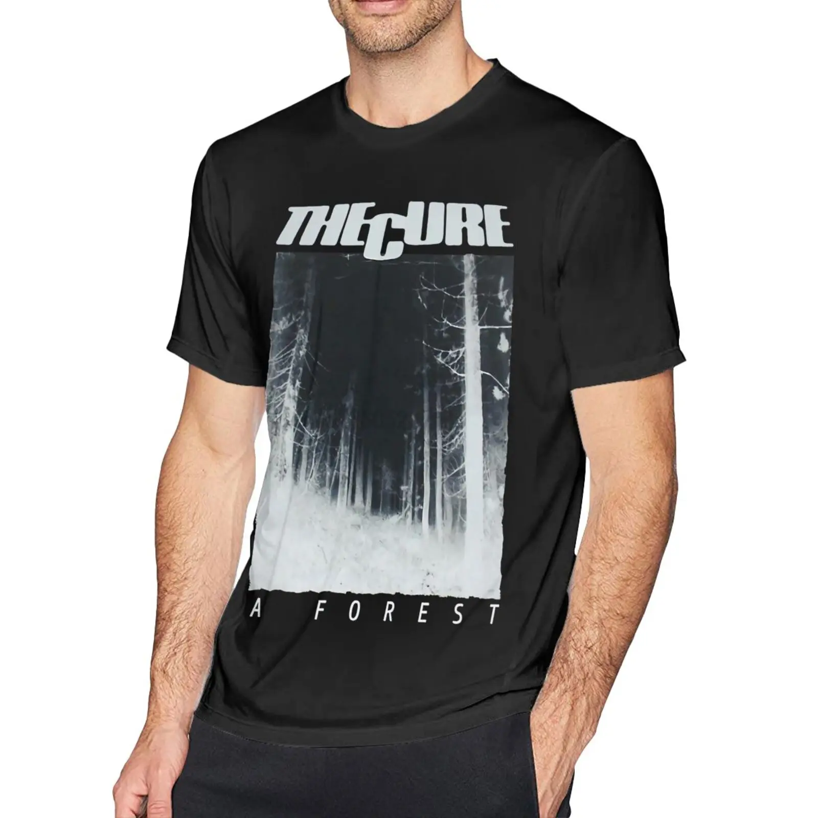 

Мужская футболка The Cure A Forest с круглым вырезом, мужские рубашки, мужская одежда в стиле Харадзюку, мужские футболки с коротким рукавом, манга