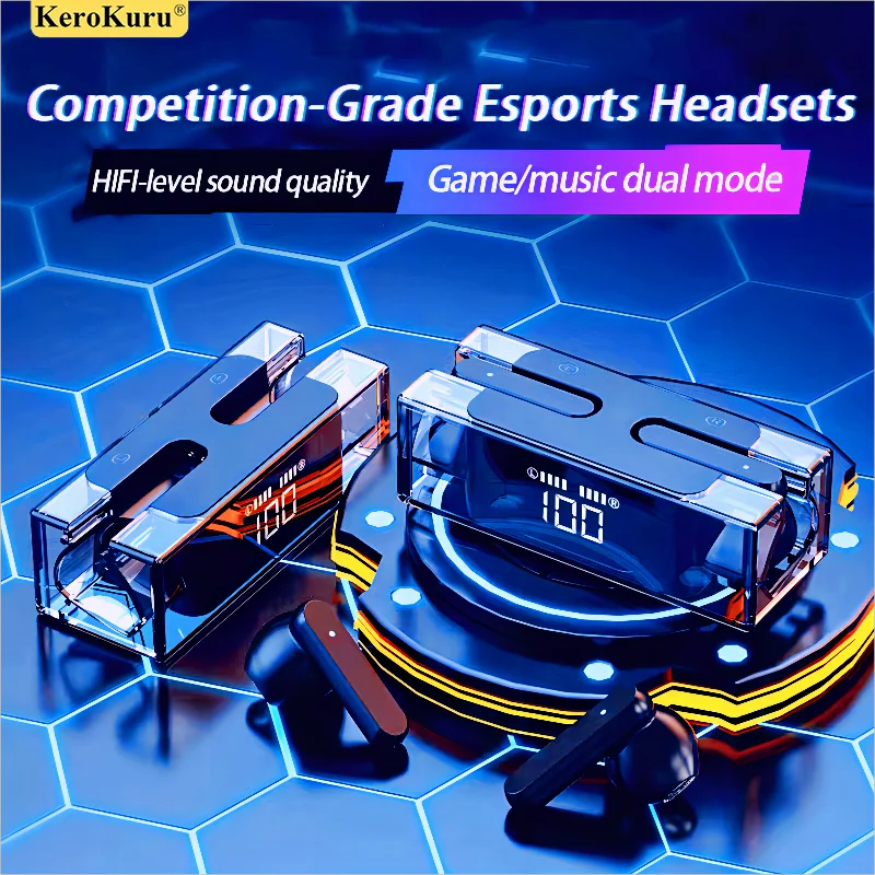 

TWS Esports Game Earphones Bluetooth Headphone With Mic Wireless Headset With Charging Case Power Display Touch Control Earbuds