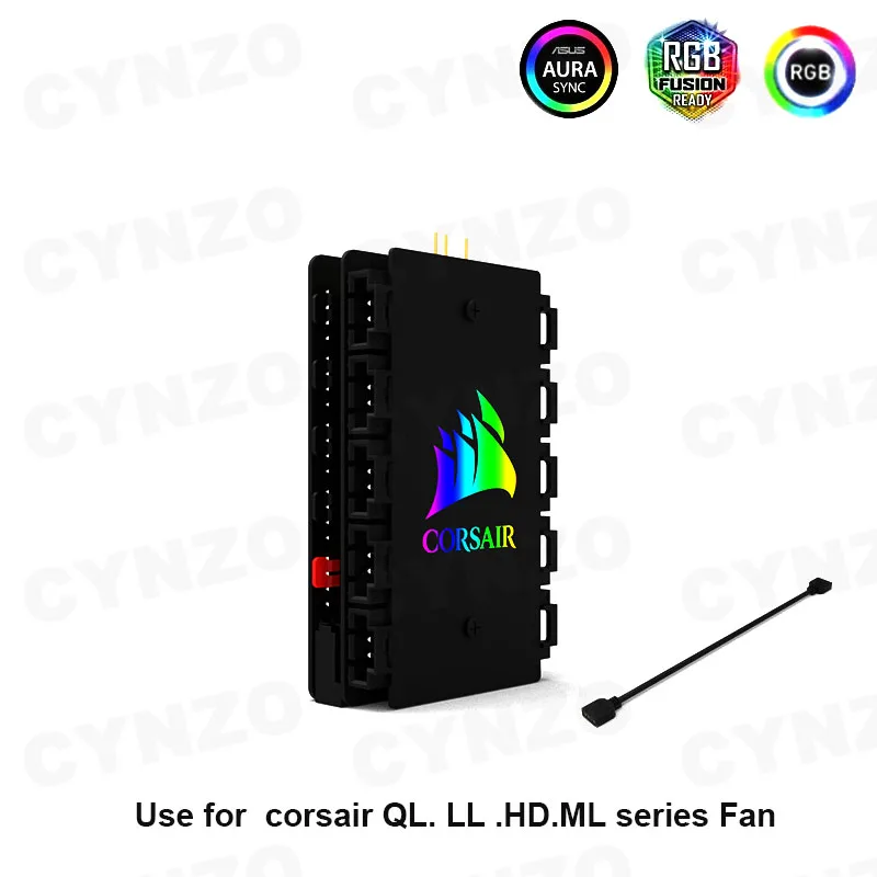 Контроллер концентратора вентилятора RGB 5 В, используемый для Corsair QL LL HD ML 120 140 серии вентилятор ICUE ARGB + PWM AURA SYNC MOD, аксессуары для ПК