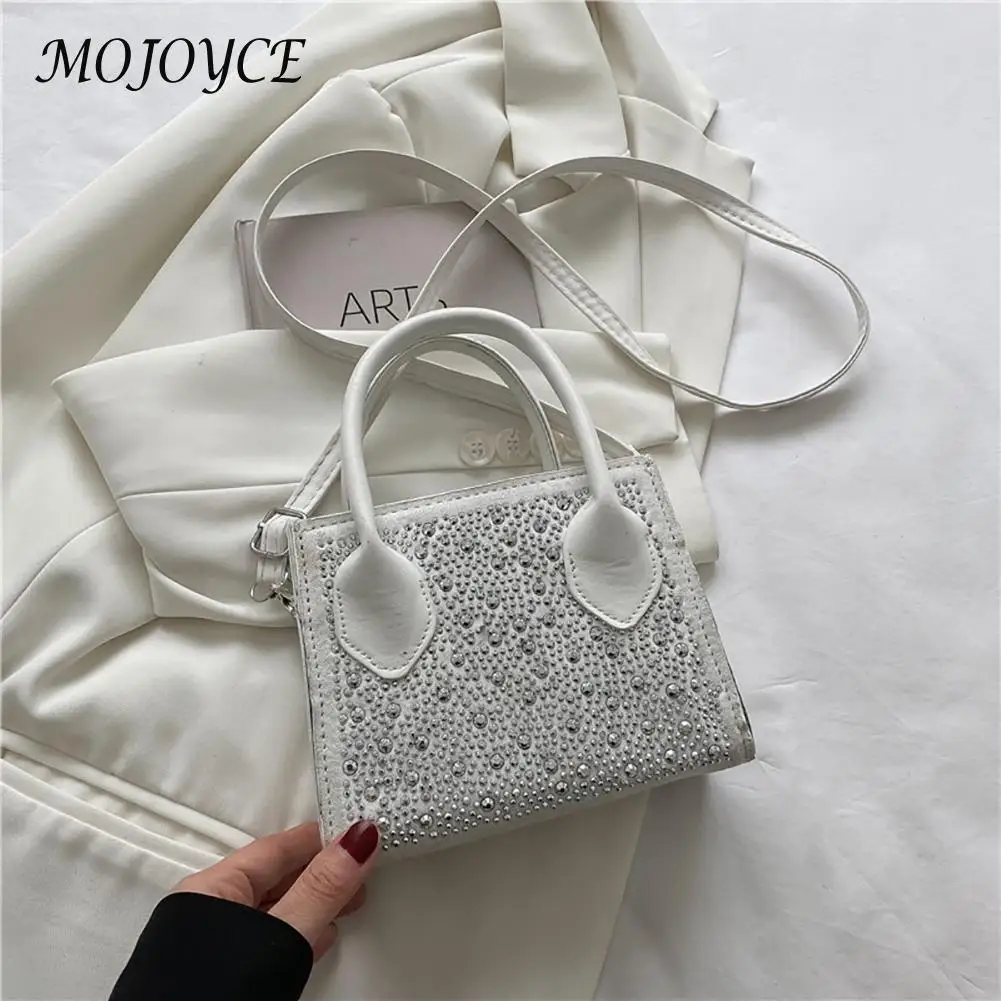 

Fashion Diamonds PU Leather Shoulder Handbags for Women Rhinestones Crossbody Messenger Bag Female Casual Travel Top-handle Bags