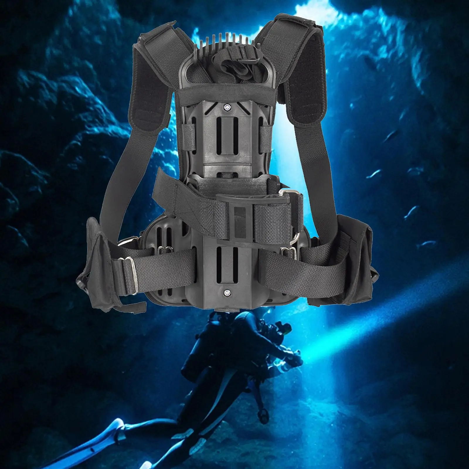 

Dive Tank Backpack with Adjustable Strap Safety Gear Scuba Diving Tank Holder for Swimming Traveling Learner Snorkeling Beginner