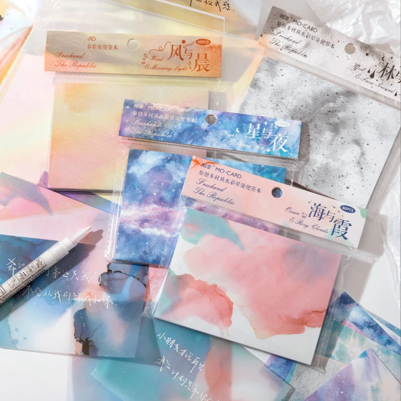 

60 Sheets Ins Style Rainbow Loose Leaf Memo Pads Minimalist Memo Pads Decorative Stationery Scrapbooking Stationery