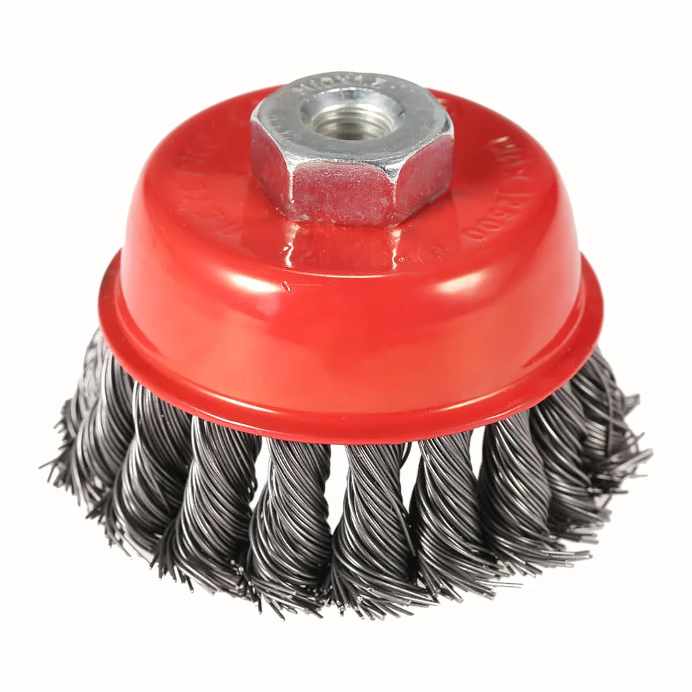

75mm 3" Steel Wire Wheel Knotted Cup Brush Rotary Steel Wire Brush Crimp Cup Wheel For