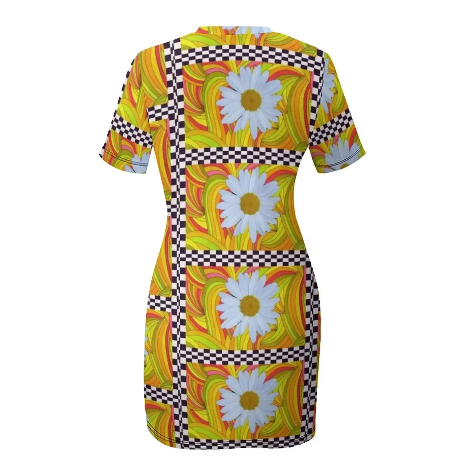 Фото Летнее женское платье Ediemagic Groovy Daisy с коротким рукавом и клетчатым узором, коллекция 2026, повседневное №5