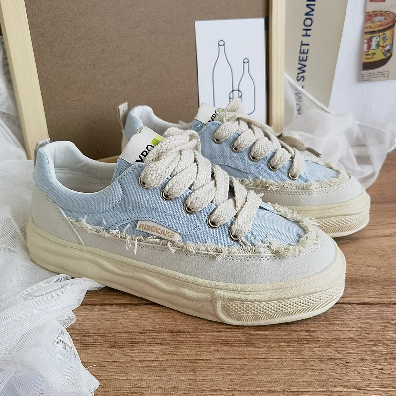 

Женские холщовые кроссовки на массивной подошве, новые студенческие парусиновые кроссовки на толстой парусиновой подошве со шнуровкой, сп...