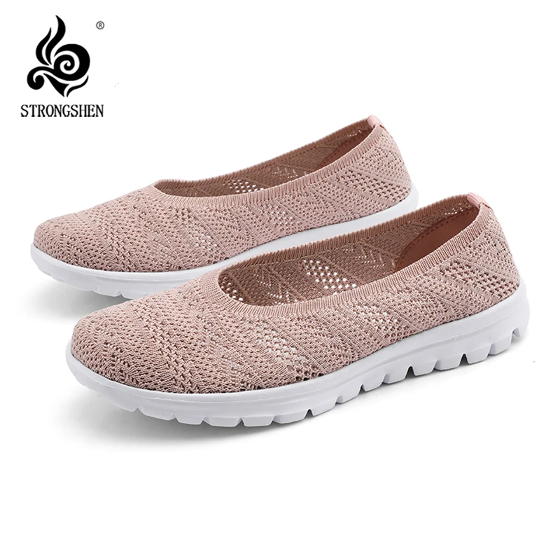 STRONGSHEN Women Sneakers Outdoor Slip-On Casual Mesh Shoes Summer Breathable Vulcanized Shoes Women Trainers Tenis Feminino