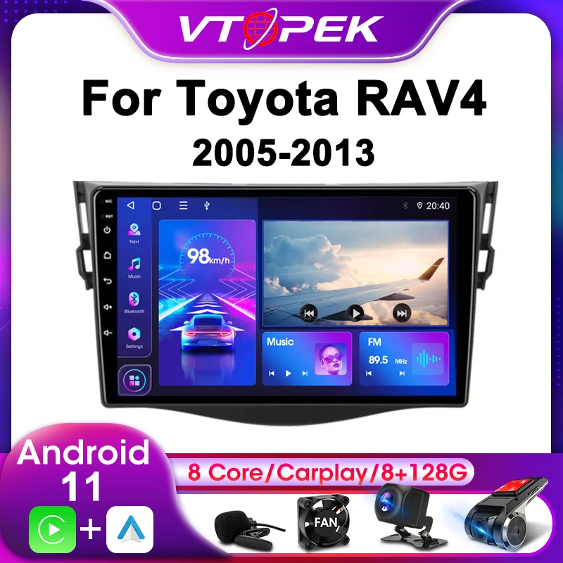 Vtopek 2Din For Toyota RAV4 Rav 4 2005-2013 4G Android 11 Car Stereo Radio Multimedia Video Player Navigation GPS Head Unit
