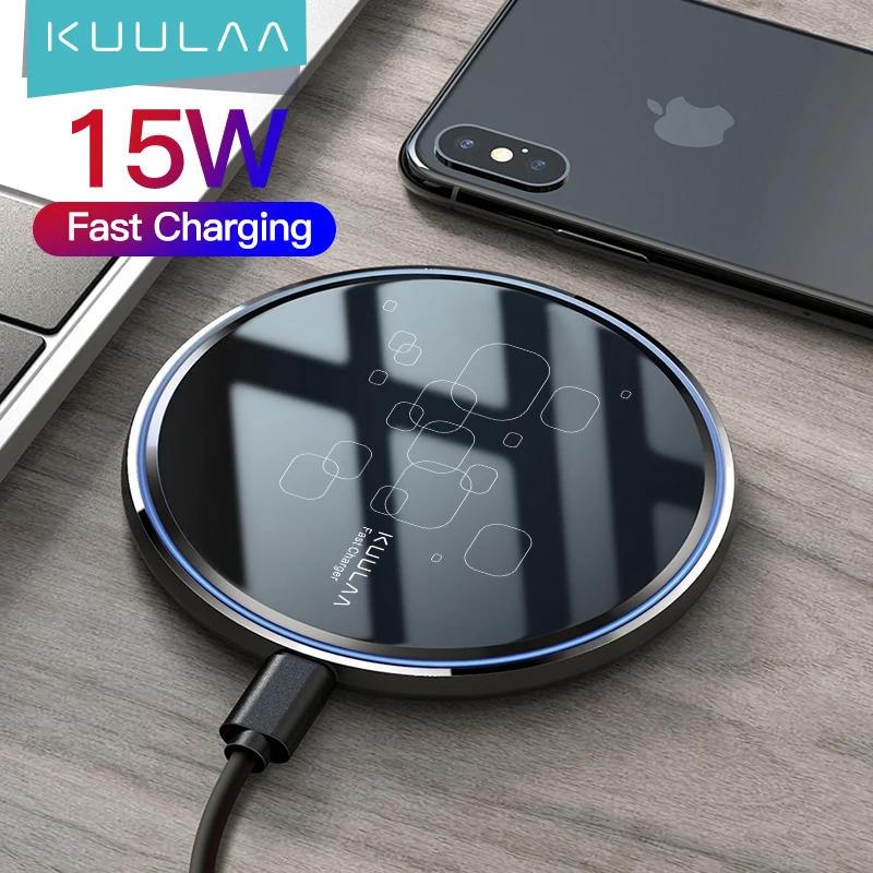 

KUULAA 15W Qi Wireless Charger For Xiaomi Mi 9 Pro Mirror Wireless Charging Pad Fast Charger For iPhone 13 X XS Max XR 8 Plus