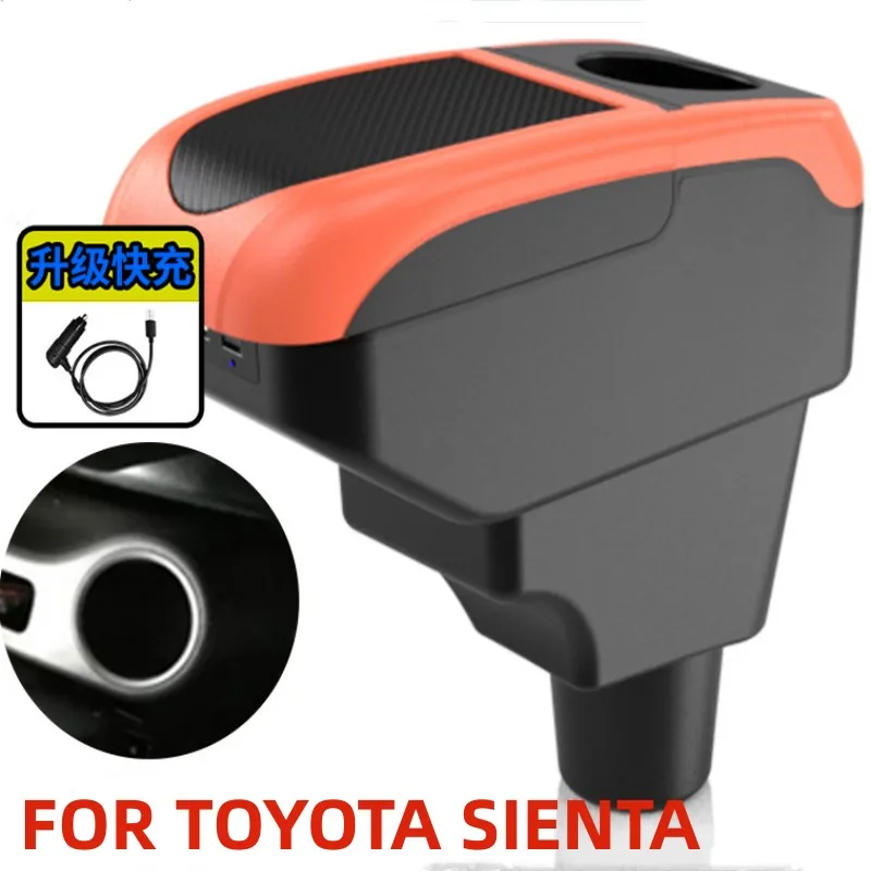 

NEW For TOYOTA SIENTA Armrest Box Special modified interior accessories for the central armrest box Dual Layer USB Charging