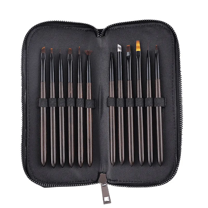 

1PC Black Manicure Nail Drawing Brushes For Manicure Lines Painting Gradient UV GEL Extension Builder Drawing Pen Sandalwood