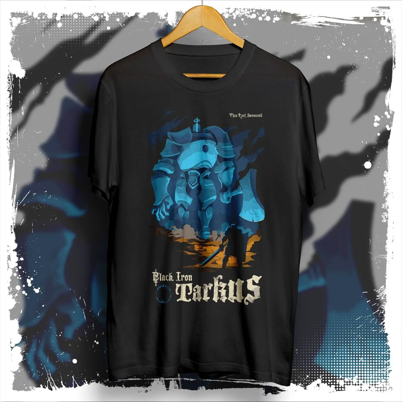 Черная Железная футболка Tarkus vs iron Golem рубашка с принтом темных душ Soulsborne