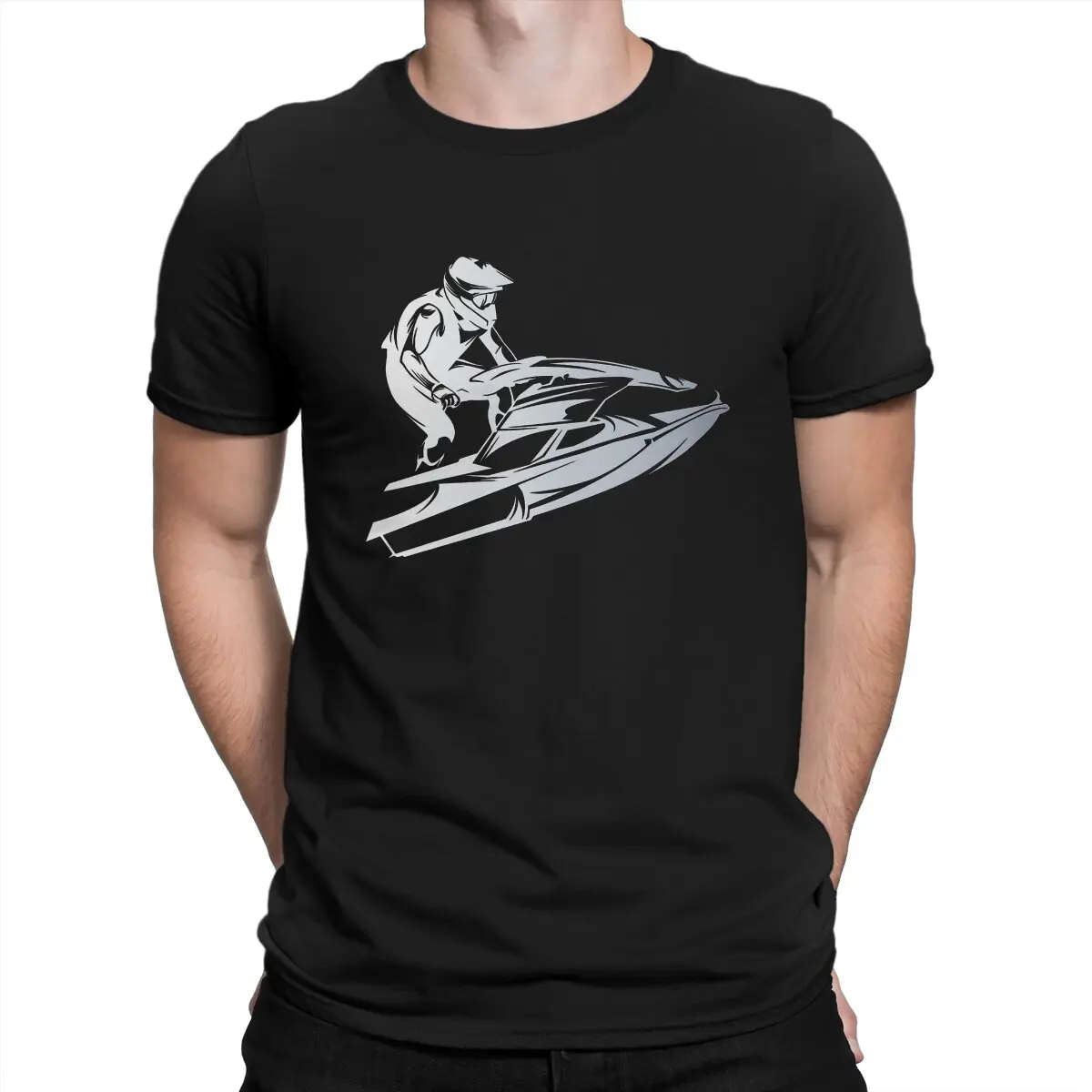 

Man On A Jet Ski T Shirts Men's 100% Cotton Humor T-Shirt Crewneck Water Sports Tee Shirt Short Sleeve Tops Gift