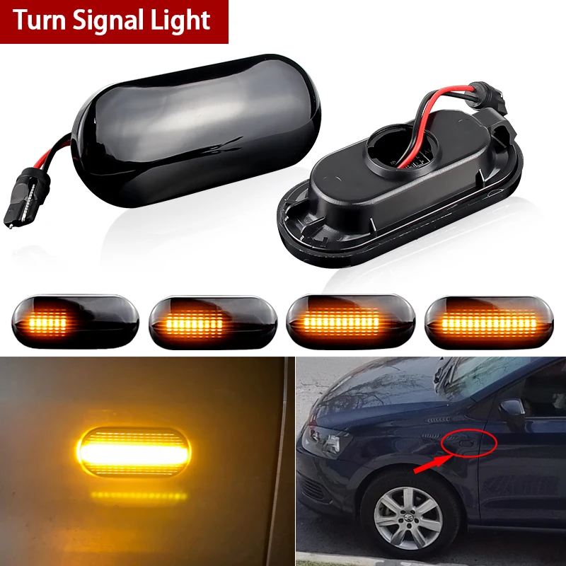 

2pieces Led Dynamic Side Marker Turn Signal Light For Volkswagen VW Bora Golf 3 4 Passat 3BG Polo SB6 SEAT Ibiza Leon Skoda Ford