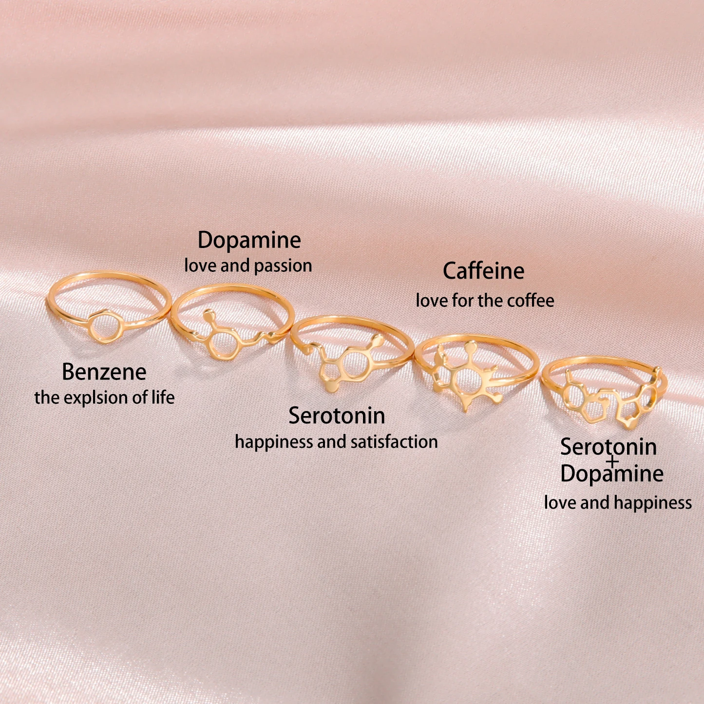 Кольца Cazador Science для женщин кольца на палец из нержавеющей стали допамин кофеин