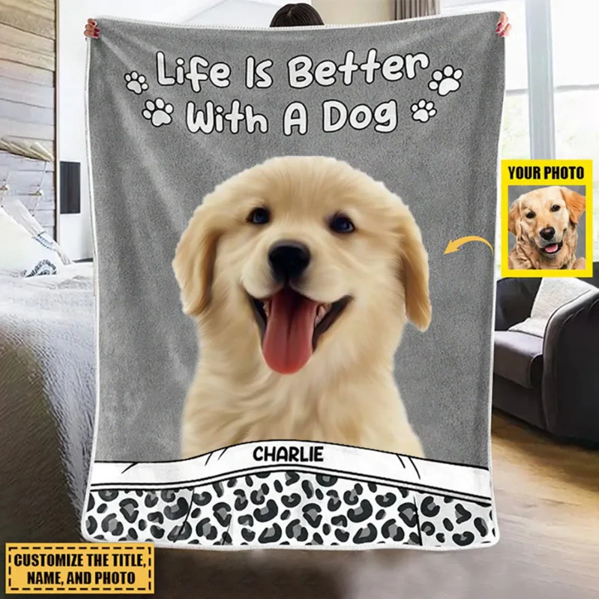 Одеяла KACISSTY Golden Retriever Life Is Better с фланелевым одеялом принтом собаки одеяла