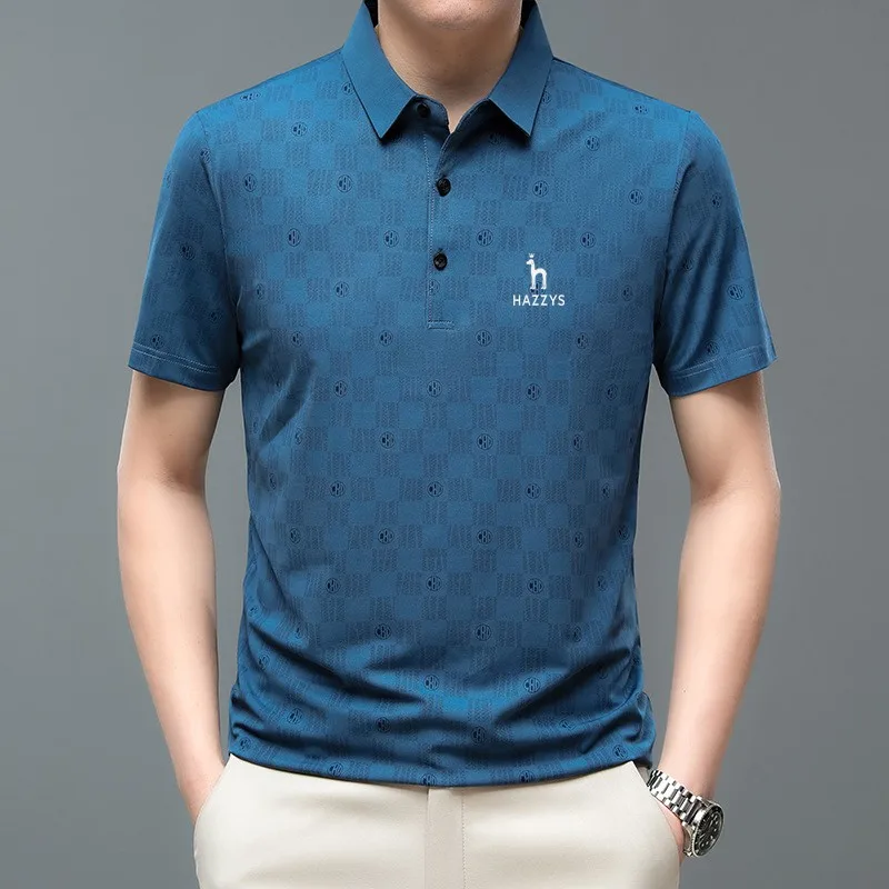 Golf Apparel Men's 2023 New Summer Polo Shirt Golf Ice Silk Elastic Short Sleeve T-shirt Men's Casual Business Polo Top
