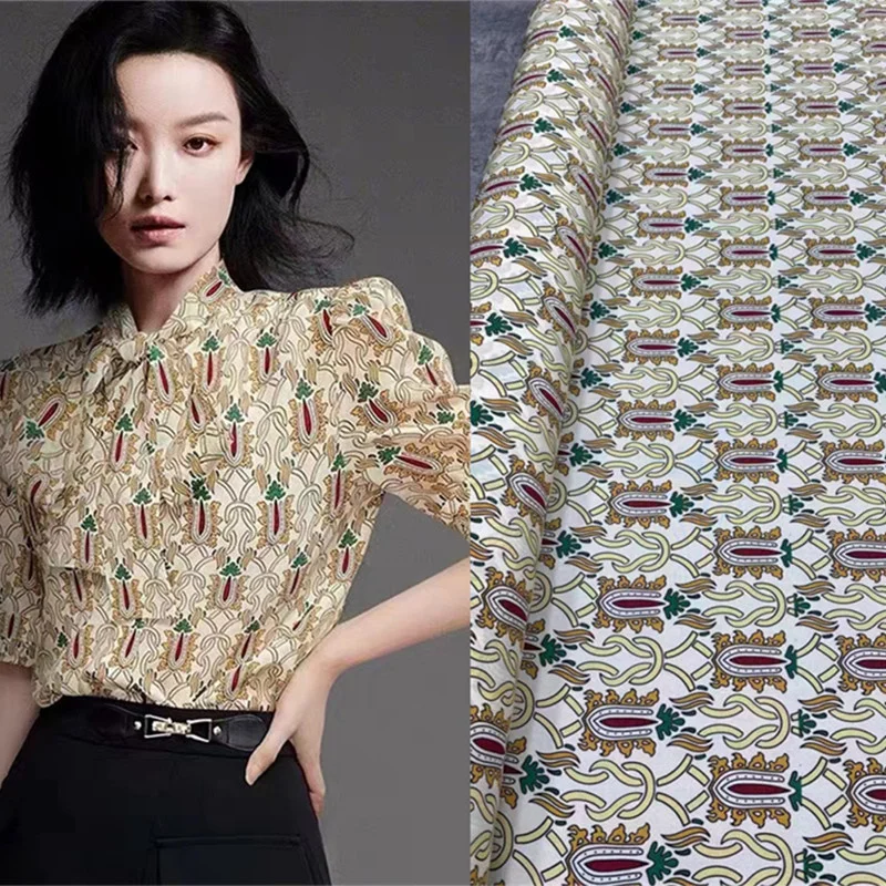 

G Home Premium Quality 18 Mommy Stretch Crepe De Chine Print Shirt Dress Pajamas Silk Fabric Brocade Sewing Satin Material Cloth