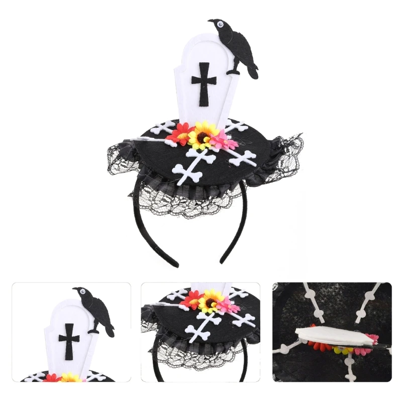 

for Cross Headband Tombstone Hair Hoop Halloween Headdress for Cosplay Theme Par