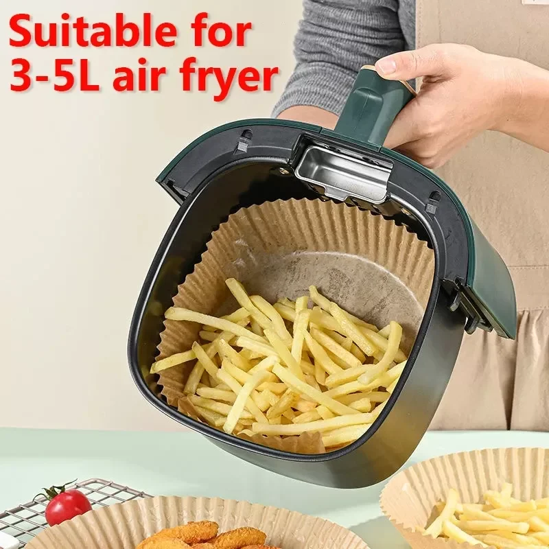 

NEW IN 60pcs 16/20cm Air Fryer Disposable Paper Liner Non-Stick Mat Steamer Round Paper Baking Mats Kitchen AirFryer Baking Acce