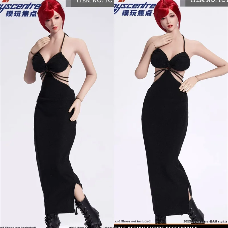 Фото Toyscentre TCT-032 1/6 женщина-солдат с висячим вырезом и открытой спиной, черное облегающее вечернее платье, подходит для экшн-фигурки 12 дюймов, модель куклы №1