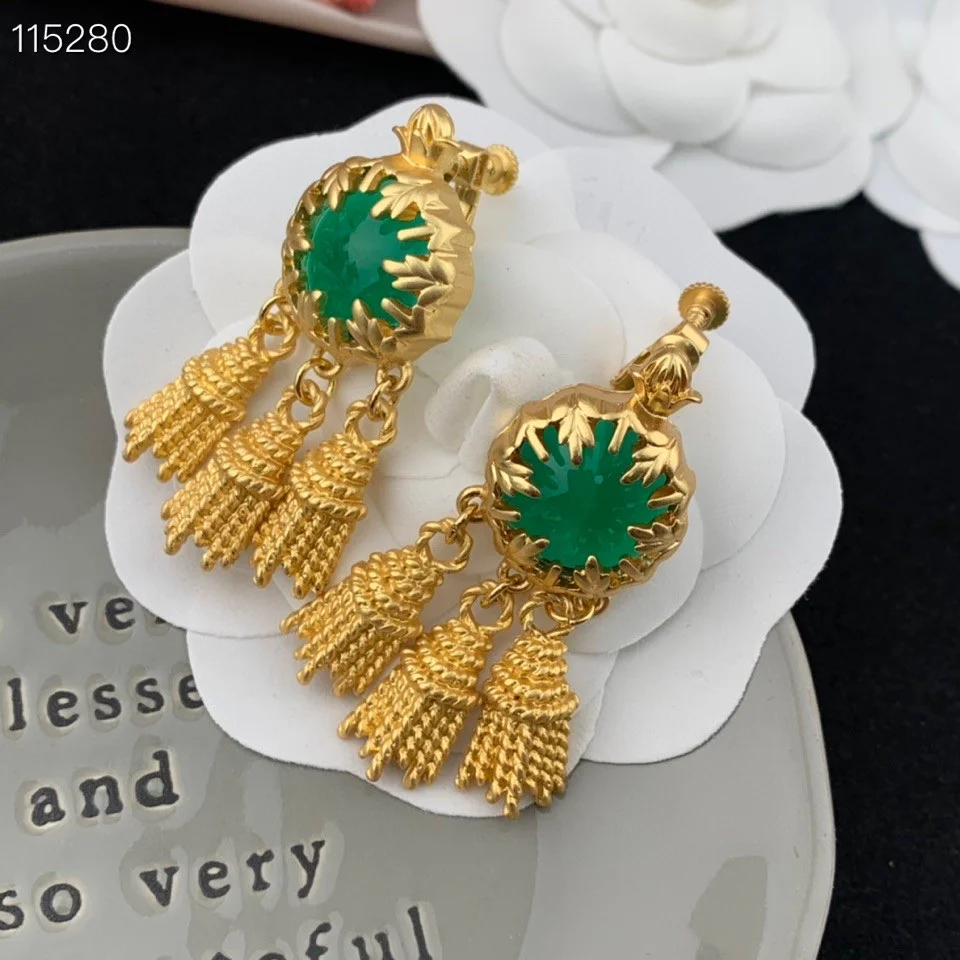 

Western Vintage Brass Set with Zircon Earrings