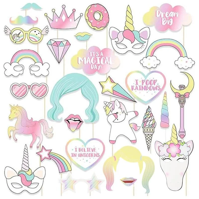 29 шт. Набор радужных фотографий в виде единорога