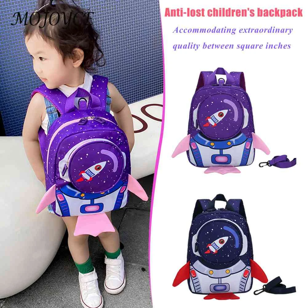 

Children School Bag Rope Backpack Daily Cartoon 3D Rocket Kids Anti-loss Bagpack for Children Outdoor School Accessories